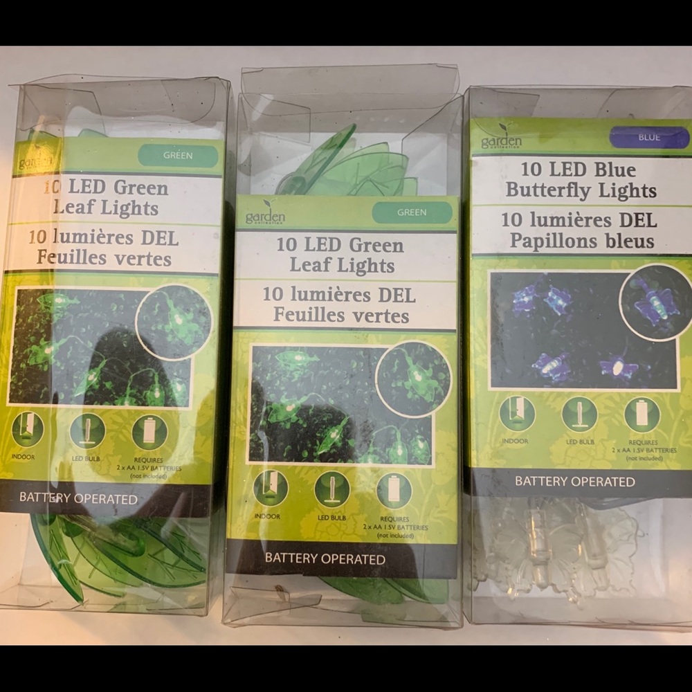 Battery operated string lights, butterflies, leaf